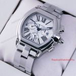Fake Cartier Roadster Chronograph SS Silver Dial Mens Watch